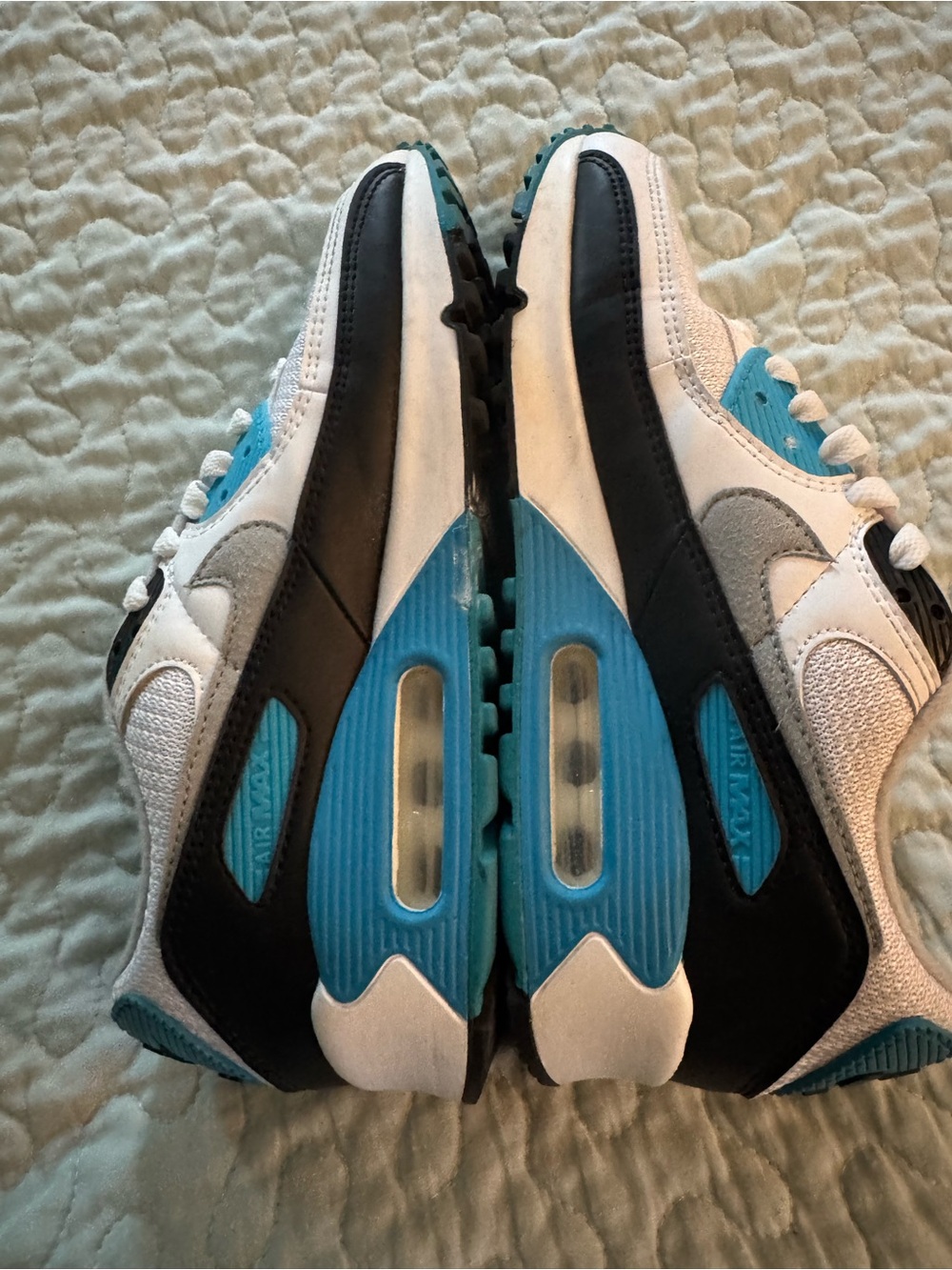 Nike White and Teal Air Max Sneakers